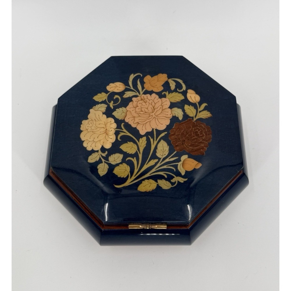 Vintage Sorrento Italy Inlaid Music Box Reuge Swiss Movement Canon in D Works